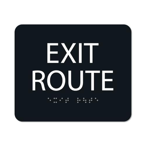 Alpha Dog Exit Route Sign, 5x6 ADA Braille Sign, Black - color: Black, size: Exit Route