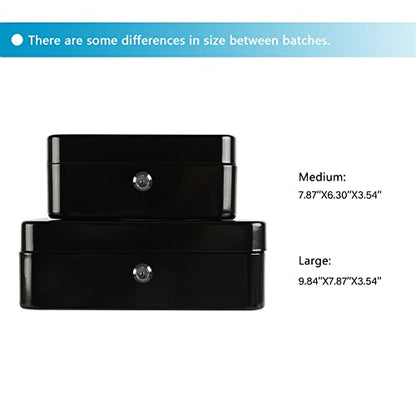 xydled Large Cash Box with Lock, Metal Money Box, Steel Money Box, Black - color: Black, size: Large