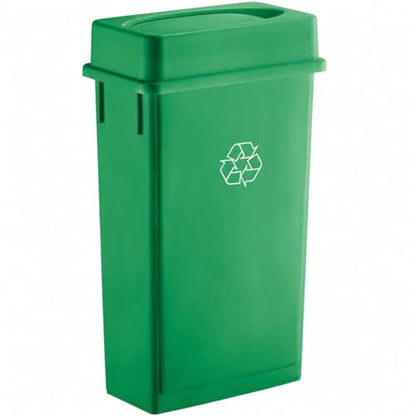 23 Gallon Slim Rectangular Commercial Trash Can, Heavy Duty Plastic Indoor Waste Bin for Kitchen, Office, Restaurant, School, Restroom & Janitorial Use (Green, with Lid) - color: Green