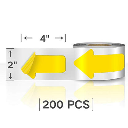 EVQ Yellow Arrow Floor Sticker Tape 2 x 4 Inch Directional Vinyl 200 PCS - color: Yellow, size: 2"×4"