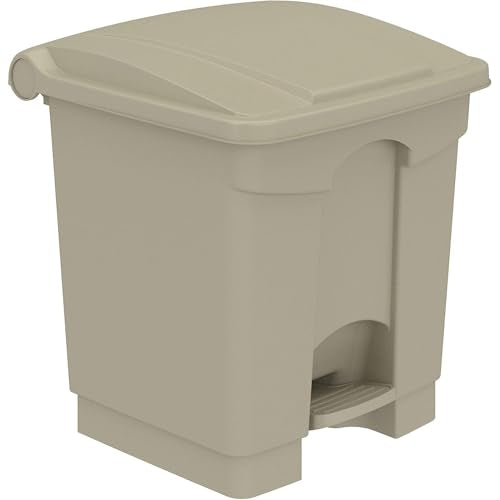 Safco 8 Gallon Step-On Trash Can with Foot Pedal, Indoor, Tan - color: Tan, size: 8 Gallon