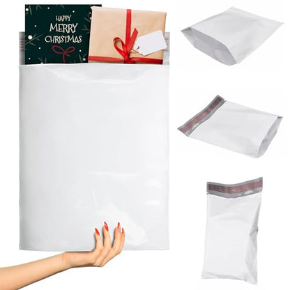 ABC PACK & SUPPLY Gusseted Poly Mailers, 13 x 16 x 4 Inch, 2.5 Mil White Shipping Bags for Clothing, Self Seal Plastic Mailing Envelopes, Pack of 100 - size: 13" x 16" x 4" / 100 Pack