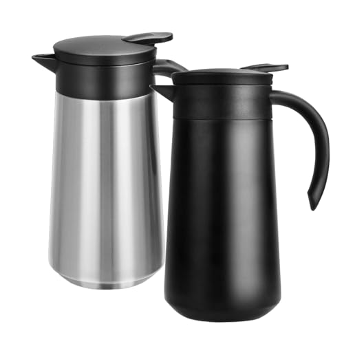 GearRoot 28oz Small Coffee Carafe Insulated Coffee Pot, Silver & Black - color: Silver, Black