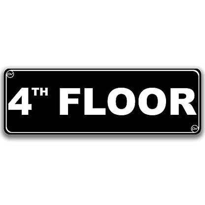 Floor Sign for Door, Acrylic Plastic, Black and White, Rounded Corners, Durable, Long Lasting with Double Sided Tape in the Back - 3" x 9" (4th Floor) - style: 4th Floor
