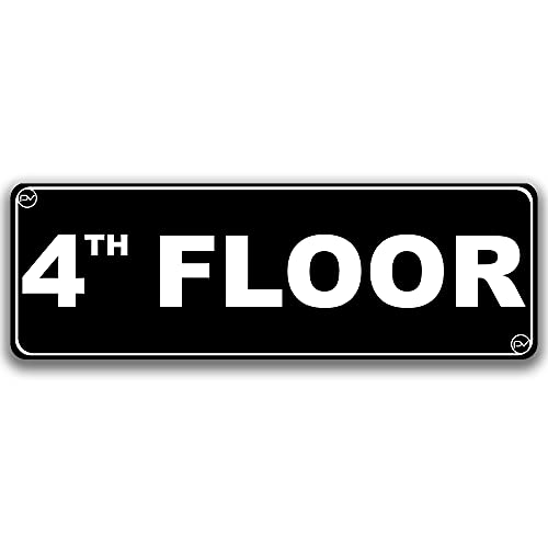 Floor Sign for Door, Acrylic Plastic, Black and White, Rounded Corners, Durable, Long Lasting with Double Sided Tape in the Back - 3" x 9" (4th Floor) - style: 4th Floor