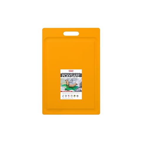 Dexas NSF Certified Polysafe Cutting Board with Handle and Juice Well, 12 x 18 inches, Reversible Kitchen Cutting Board, Yellow - color: Yellow, size: 18"L x 12"W