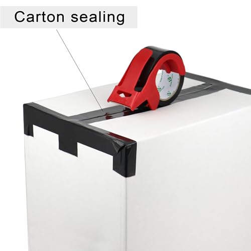 BOMEI PACK 6 Rolls Black Heavy Duty Packing Tape with red Dispenser, Packaging Tape 1.88 Inches x 60Yards, 2.5mil Industrial Shipping Tape for Moving Shipping, Office & Storage - color: Black