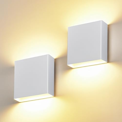 2 Pack Bright Silver Up and Down LED Wall Sconce, IP65 Waterproof Indoor Outdoor Wall Lamp, 18W 1620lm 5%-100% Dimmable, 5CCT 2700K-5000K, CRI90+, 120V-277V Modern Lighting for Bedroom Porch - color: Silver, size: 2pack