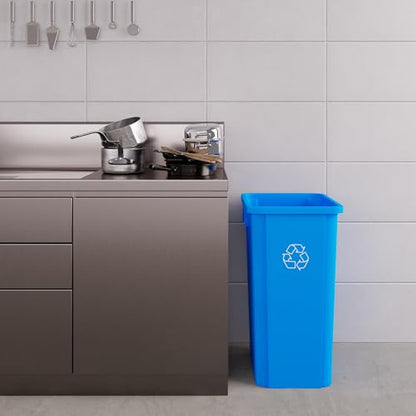 23 Gallon Blue Square Commercial Trash Garbage Can | Outdoor Office Restaurant School Kitchen - color: Blue, size: 23 Gallon, style: Trash Can