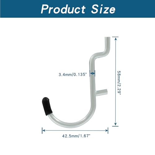 60Pcs Metal Pegboard J Hooks, 1/4", Black Head - color: Black, size: 60pcs