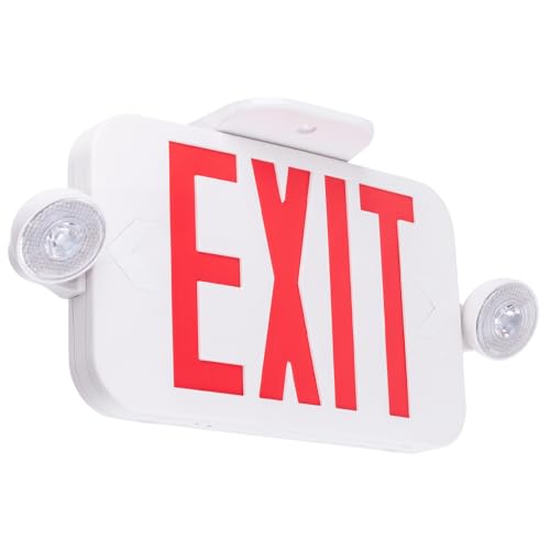 LIT-PaTH Exit Sign with Emergency Light, Battery Backup, 1 Pack - size: 1-Pack