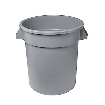 32 Gallon Gray Round Commercial Trash Can, Food Safe, NSF Standard 2, Heavy-Duty Handles, Seamless Resin Construction, Easy to Clean - color: Gray, size: 32 Gallon