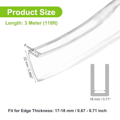 PATIKIL Rubber Seal Strip, 10Ft Flexible U Channel Edge Trim Protector Soundproof Door Seal Strips Fit 17-18mm Thick Edge, 7/8"(22mm) Width, 5/16"(8mm) Height, Transparent - size: 7/8"(22mm ) x 5/16"(8mm )