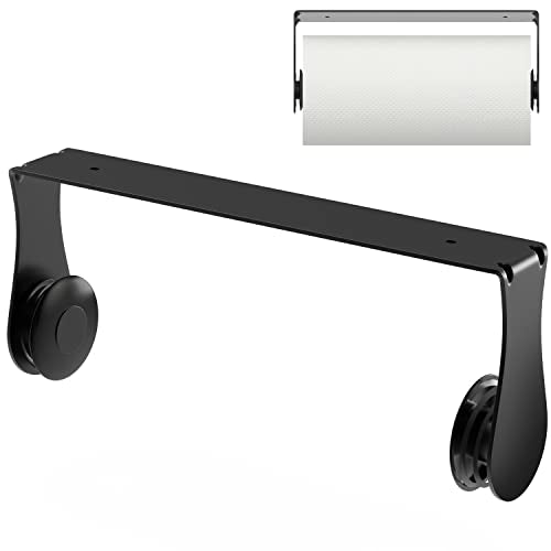 Paper Towel Holder Under Cabinet, One-Hand Tear, Wall Mount or Adhesive - color: Black