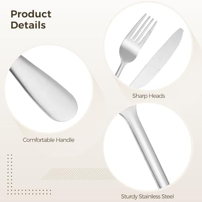 120 Pcs Silver Silverware Set, Includes 60 Forks and 60 Knives, Stainless Steel Flatware Set, Elegant and Sturdy Cutlery with Smooth Surface, Dinner Tableware for Home, Restaurant - color: 120pcs Silver