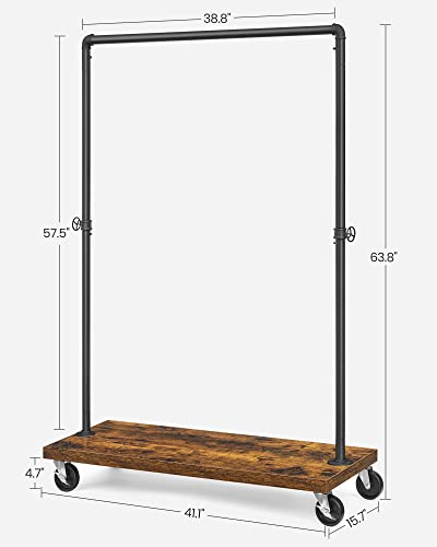 VASAGLE Clothes Rack, Heavy-Duty Rolling Garment Rack with Shelf