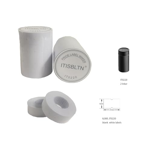 8,000pcs White Blank Price Labels with 2 Ink Fits MX-5500 Pricing Gun - style: 10 Rolls + 2Inks (Each roll 800pads)