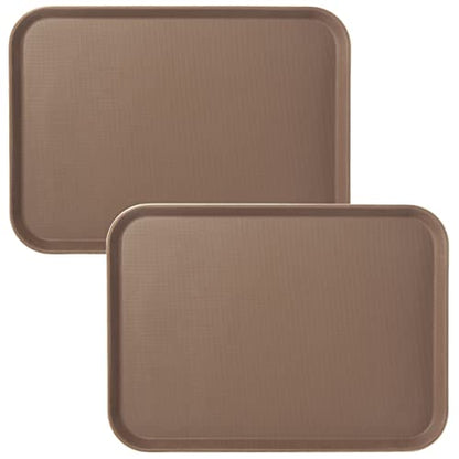 CURTA 2-Pack Restaurant Grade Non-Slip Tray, NSF, 22 Inch x 16 Inch, Plastic Rubber Lined Rectangular Serving Tray, Brown - color: Brown-rectangular, size: 16 Inch x 22 Inch