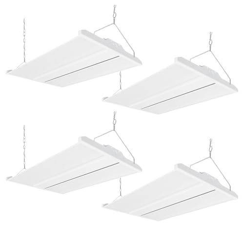 High Bay LED Shop Light, 28350LM 2FT LED Linear High Bay Fixture, 210W Commercial Bay Lighting, 120-277V, 5000K Daylight Linear Hanging Light for Warehouse, UL&DLC Listed, 4PK - color: 210W - no sensor - White, size: 4PK