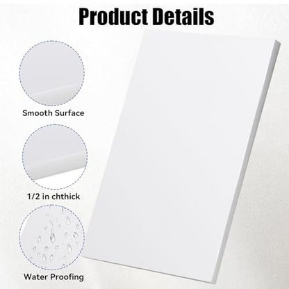 HDPE Plastic Block 1/2in White Plastic Block 12x8In Perfect for Diverse DIY Crafts Industrial Machining and Home Improvement Projects - color: White, size: 12x8x0.5In