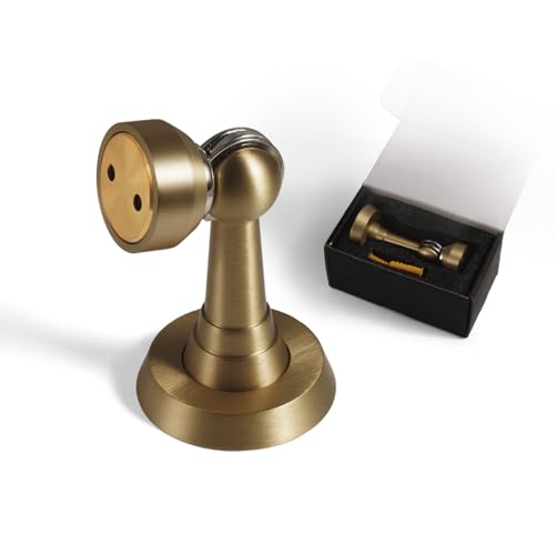 PANALI Magnetic Door Stoppers,Brass Heavy Duty Door Catch,Drilling Door Stop with Screws,Strong Door Holder to Keep Door Open,1 Pack,Antique Bronze - color: Antique Bronze