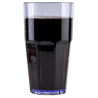 G.E.T. Bahama Heavy-Duty Shatterproof Faceted Tumbler (Set of 4) 22 Ounce Blue | For Restaurants and Home, Dishwasher Safe, BPA Free