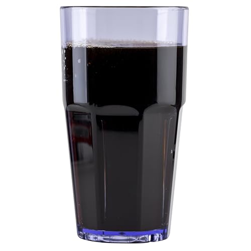G.E.T. Bahama Heavy-Duty Shatterproof Faceted Tumbler (Set of 4) 22 Ounce Blue | For Restaurants and Home, Dishwasher Safe, BPA Free