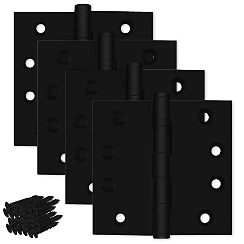 Black Heavy Duty Door Hinge Matte Black Ball Bearing 4x4 Inch Heavy Duty - Set of 24 Solid Brass Matte Black Door Hinges (Flat Black) - color: Flat Black