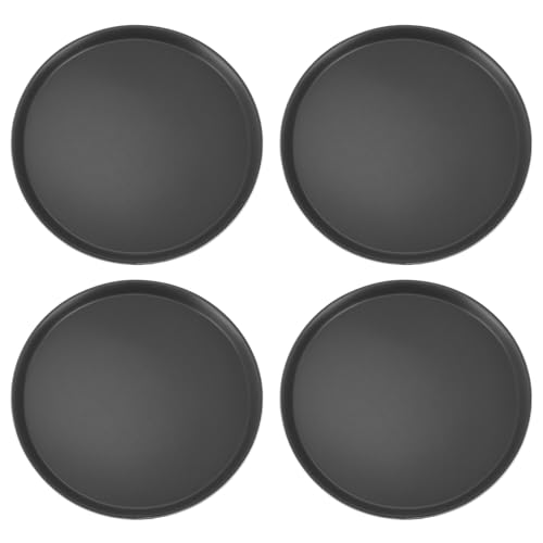 QWORK 16-Inch Round Non-Slip Serving Trays – 4 Pack Rubber Surface Plastic Tray Set for Restaurant, Café & Bar