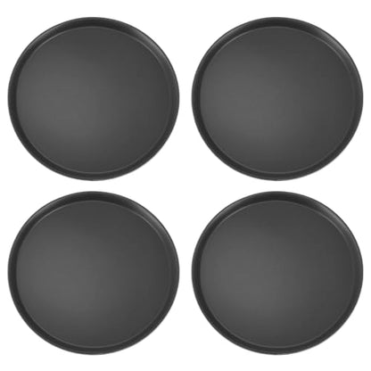 QWORK 16-Inch Round Non-Slip Serving Trays – 4 Pack Rubber Surface Plastic Tray Set for Restaurant, Café & Bar