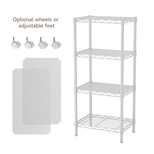 Golpart 4Tier Adjustable Storage Shelves Metal Wire Shelving Standing Shelf - color: White, size: 4-tier-11.6"Dx17.6"Wx44.2"H