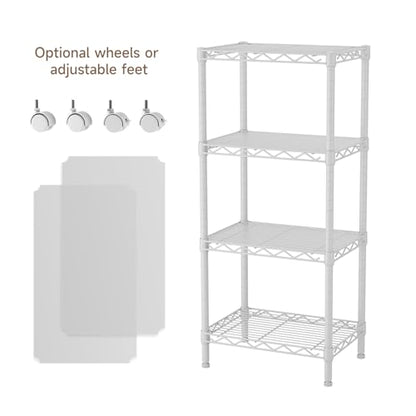 Golpart 4Tier Adjustable Storage Shelves Metal Wire Shelving Standing Shelf - color: White, size: 4-tier-11.6"Dx17.6"Wx44.2"H