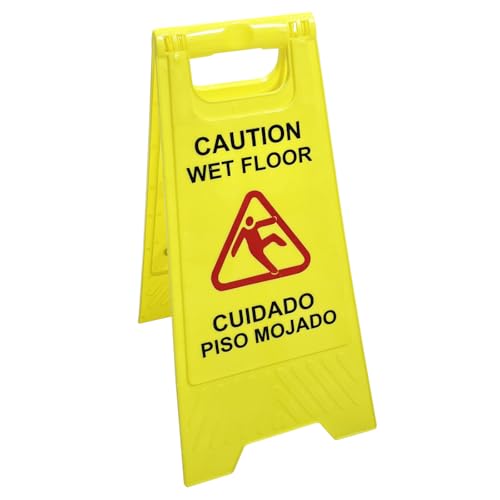 Caution Wet Floor Sign, Foldable Sturdy Bilingual Double-Sided Safety Warning Signs (Pack of 2)