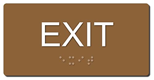 ADA Compliant Tactile Exit Sign (Medium Brown/White) - color: Medium Brown/White