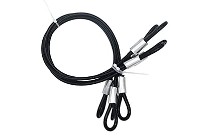 20 inch (50cm) 5mm Stainless Security Cables Tether,Braided Steel Vinyl Coated Safety Strap Luggage Lock,Flexible Wire Lead Chain Leash with Double Loops, Black 4Pcs - color: Black, size: 5mm-20in(4pcs)