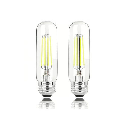 5 Inch Edison Bulb, 5000K Daylight White E26 Led Bulb 6W Dimmable, 800LM T10 T9 Clear Glass Tubular Light Bulbs, AC 120V Equal 80 Watt Bulbs for Chandelier Pendant Wall Light - 2Pack - size: 5 Inch 6W（2 Count)