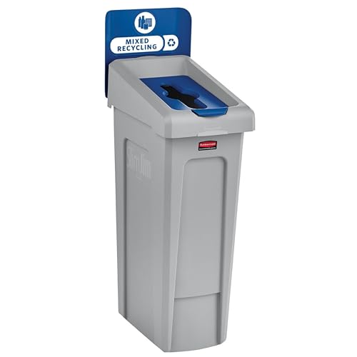 Rubbermaid Commercial Products Slim Jim Recycling Station, Mixed, 23 Gal - size: 23G