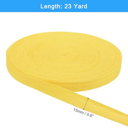 uxcell 23 Yards Cotton Twill Tape, 5/8-inch Herringbone Webbing Ribbon Bias Binding Tapes for Clothes Sewing, DIY Crafting (Bright Yellow) - color: Bright Yellow, size: 5/8-inch
