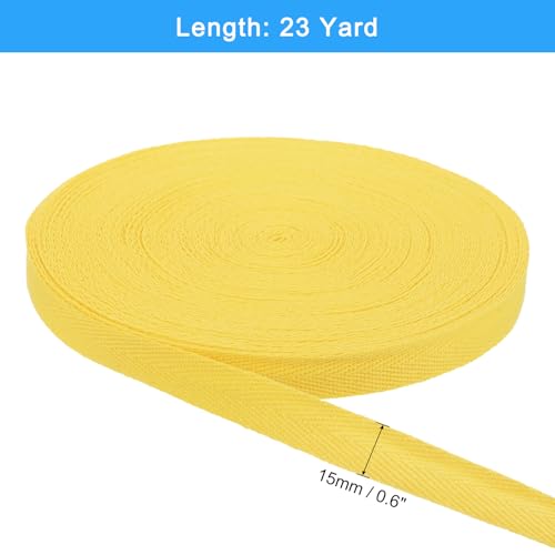 uxcell 23 Yards Cotton Twill Tape, 5/8-inch Herringbone Webbing Ribbon Bias Binding Tapes for Clothes Sewing, DIY Crafting (Bright Yellow) - color: Bright Yellow, size: 5/8-inch