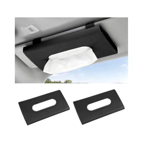 Car Tissue Holder, Rectangle Vehicle Sun Visor Napkin Case with Ergonomic Take Out Port, Automotive Interior Sunshade Tissue Box Organizer, Universal for SUV RV Truck (Black) - color: Black