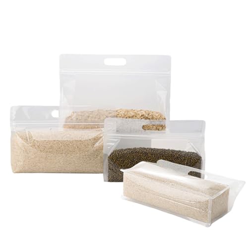 50 Pcs Clear Resealable Bags with wider bottom, 10.2" x 7.5" Zipper Food Storage Bags with Handle, Stand Up, Reusable, Sealable, for Packaging Products - color: Clear, size: 10.2" x 7.5"