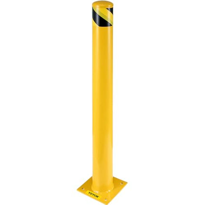 VEVOR Safety Bollard, 42 Inch Height Bollard Post, 5.5 Inch Diameter Steel Pipe Safety Bollard Post, Yellow Steel Bollard, Steel Safety Bollard with 8 Anchor Bolts, Perfect for Traffic-Sensitive Area - size: 42’’Hx5.5''D