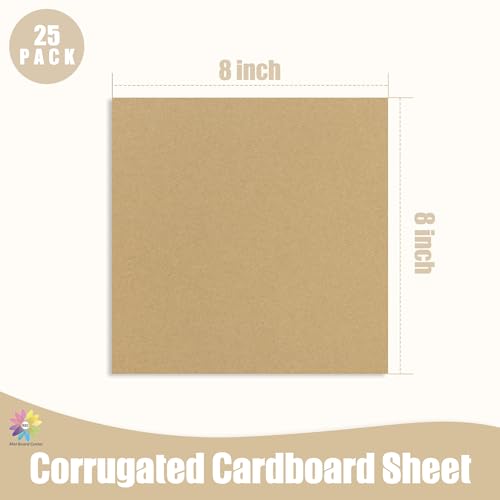 Mat Board Center 25 Pack 8x8 Corrugated Cardboard Sheets 1/8" Flat Pads - color: Brown, size: 8x8