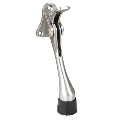 Kickdown Door Stopper 5Inches - One Packs One Touch Adjustable Height Door Stop for The Bottom of Door The Bottom of Door Aluminum Alloy Metal Door Stopper with Rubber Tip Satin Nickel - color: 5inch Satin Nickel, size: 5inch 1pack