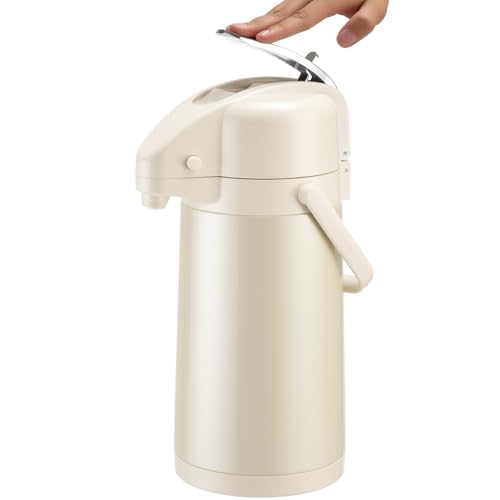 Coffee Dispenser with Pump, 84.5 oz Airpot Carafe, White, 1 Count - color: White