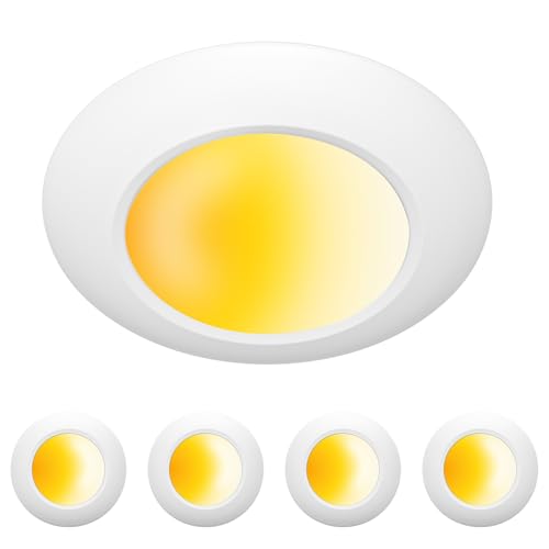 ZAGO 5CCT Switchable 6 Inch LED Disk Light: Surface Mount Low Profile Recessed Retrofit Ceiling Fixture for J Box, 4 Packs, Dimmable, 120V, 15W, 920LM, CRI>80, ETL, Wet Location - color: 5CCT Switchable White-4pack