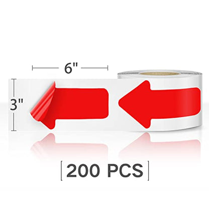 EVQ Red Arrow Floor Sticker Tape 3 x 6 Inch Directional Vinyl 200 PCS - color: Red, size: 3"×6"