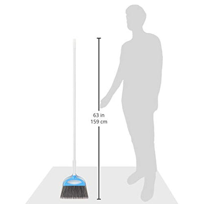 Amazon Basics Dustpan Broom Set with Easy Assembly and Long Handle, Blue and White (Pack of 8) - size: (Pack of 8)