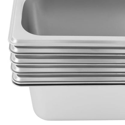6 Pack Stainless Steel Hotel Pans with Lids, 1/9 Size or 1/4 Size Commercial Metal Food Catering Trays for Steam Table, Buffet Serving, Food Storage & Preparation (1/9 Size 2.7Qt) - size: 1/9 Size 2.7Qt
