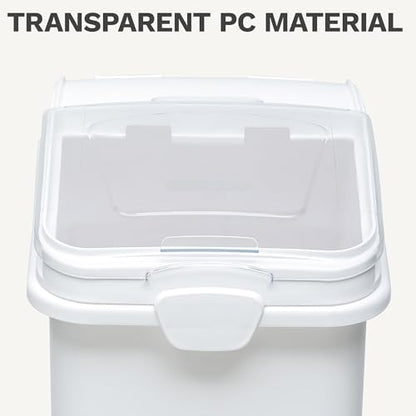 DWVO 21 Gal Large Ingredient Storage Bin, Flour Rice Food Storage Containers Bin with 500 Cups, Commercial Bins with 360° Wheels, Scoop and Lid for Kitchen, White - size: 21 Gal